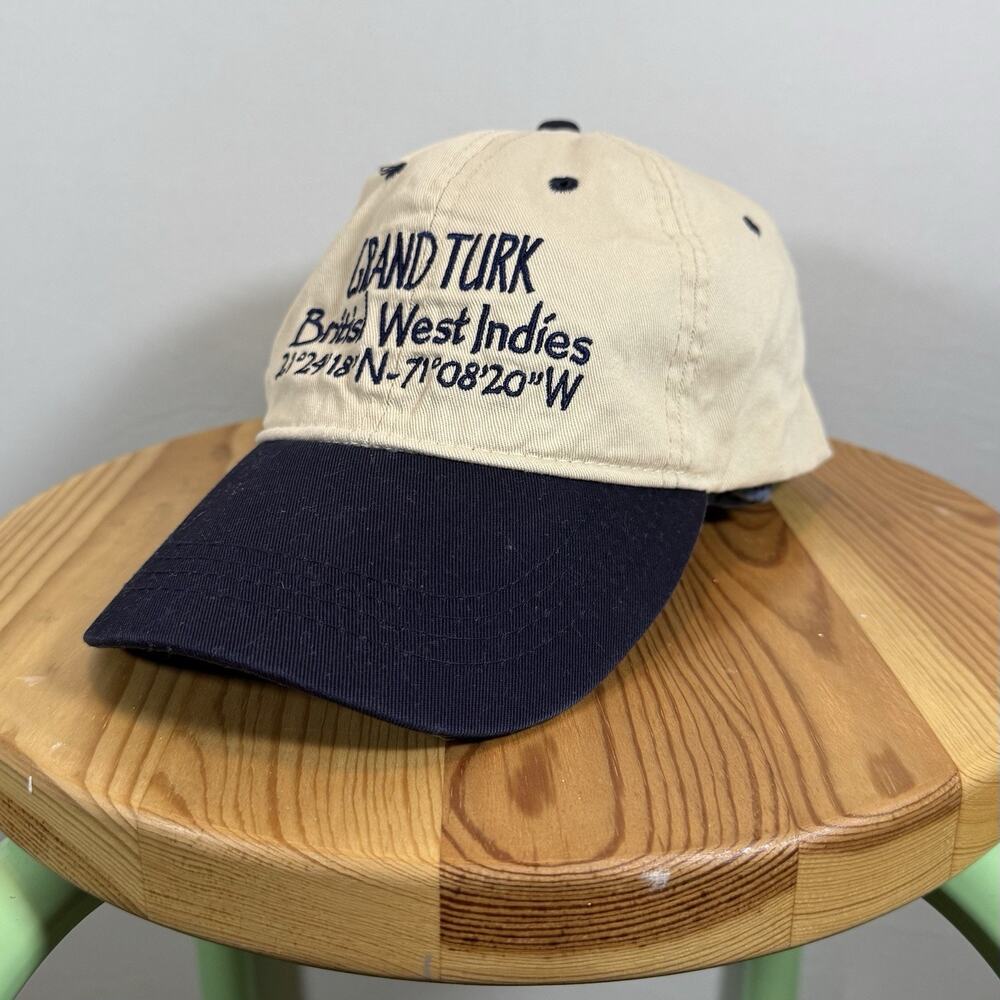 Vintage Grand Turk Color Block Sun Wash Beach Logo Hat - Blue, White
